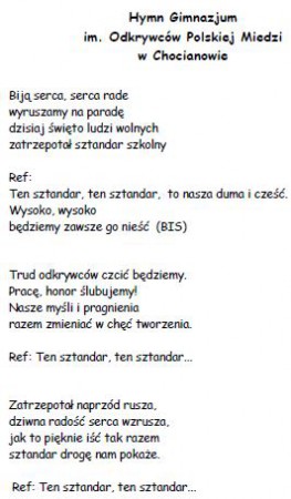 HYMN GIMNAZJUM W CHOCIANOWIE